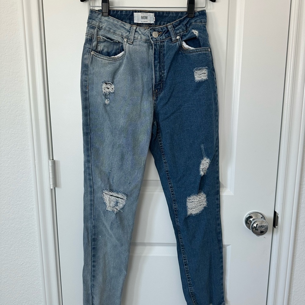 Refuge Denim Mom Jeans Two Tone